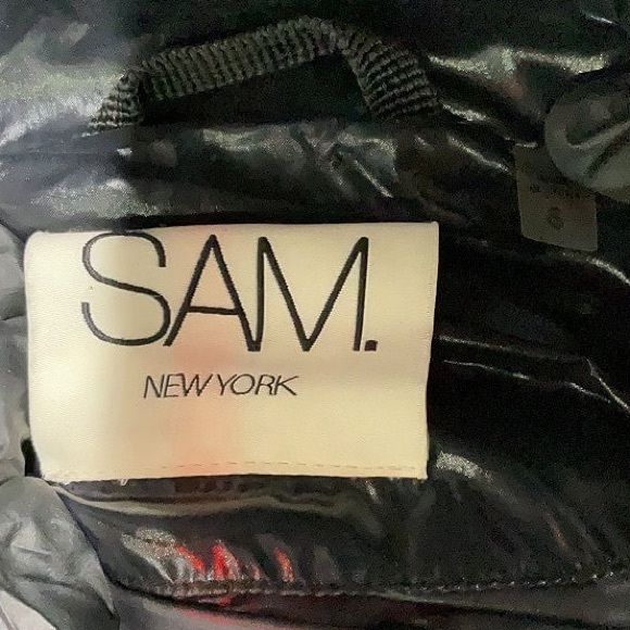 SAM. “Jet” Black Long Noho Hooded Puffer Coat Size Small - Picture 7 of 8